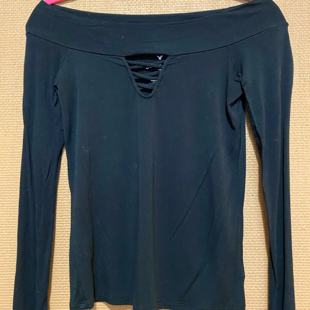 Black off shoulder top